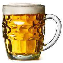Coffret cadeau de 4 chopes à bière en verre à fossettes de 568 ml, idéal pour un bar à la maison ou une fête.