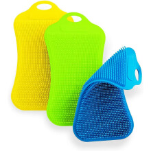 3Pcs Multicolour Food Grade Silicone Reversible Kitchen Dish Brush