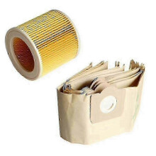Lot de 5 sacs à poussière et filtres de rechange de qualité supérieure pour aspirateur Karcher WD3