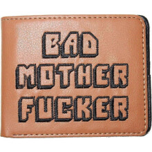 Pulp Fiction BAD MOTHER F***ER Bifold Brown Men Wallet Embroidered Coins Cards Notes