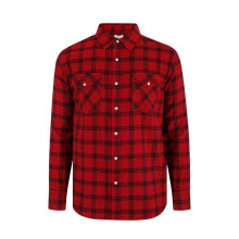(S, Red) Lee Cooper Mens Check Plaid Long-Sleeved Shirt