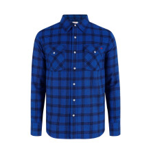 (XL, Blue) Lee Cooper Mens Check Plaid Long-Sleeved Shirt