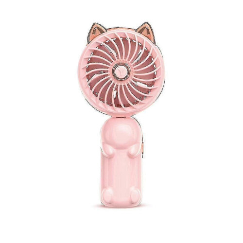 Ears Mini USB Rechargeable Foldable Hand Fan Pink Portable