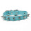 (sky blue, L) Bite-Resistant Leather Dog Collar, Adjustable for Small Dogs, Solid Colour 1