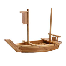 (Bamboo) Drewniany talerz do sushi łódka 51,5 cm, ręcznie robiony, z naturalnego litego drewna, do japońskiej restauracji i domu