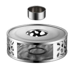 Chauffe-thé/café en acier inoxydable avec porte-bougie chauffe-plat - Rechaud anti-vibrations