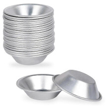 Lot de 25 moules à tartelettes aux œufs ronds, réutilisables et antiadhésifs en aluminium