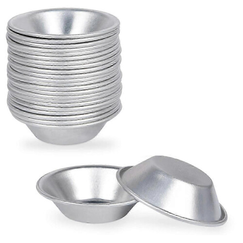 25 Pack Round Reusable Nonstick Aluminum Egg Tart Molds Cups Bases