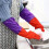 Thick Plush Insulated Long Rubber Latex Multipurpose Gloves 2Pcs Purple 2