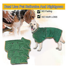 (S) Microfibre Pet Bathrobe with Fast Water Absorption, Adjustable Fit for Small Medium Large Dogs, Lightweight Travel Towel