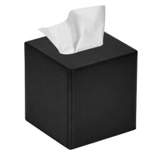 Boîte à mouchoirs carrée en cuir PU avec couvercle et porte-mouchoirs pour coiffeuse de salle de bain
