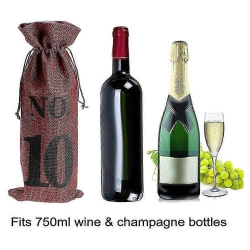 Burlap Wine Bags 1-10 Blind Tasting Wedding Table Numbers Party 2