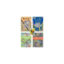 Set of 4 Relaxing & Soothing Colouring Books with 20 Colouring Pencils, Containing Therapeutic Designs to Inspire a State of Calm & Relaxation to Help