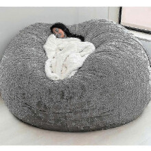 (light gray, 135 x 65cm) Poltrona a sacco 135x65 cm con rivestimento in flanella spessa e antimacchia, ideale per soggiorno e camera da letto.