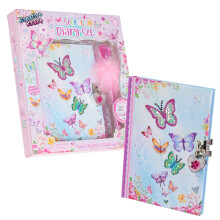 Secret Diary compatible with Girls with Lock - Journal and Fluffy Pen Set - Gifts compatible with Girls (Pink Butterfly Diary)