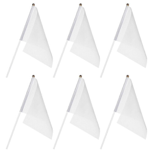 24 White Hand Held Waving Referee Flags Yard Lawn Marking 0621 Edition 0118 1