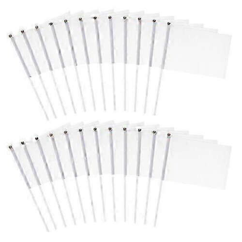 24 White Hand Held Waving Referee Flags Yard Lawn Marking 0621 Edition 0118 2
