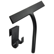 U7224 Silicone Shower Squeegee, Shower Wiper Blade, Window Squeegee with Storage holder - Black