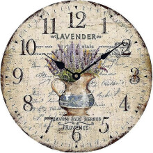 Vintage French Country Lavender Pot Print 12 Inch Wood Wall Clock Romantic Shabby Chic