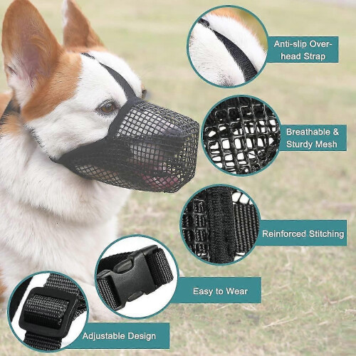 Soft Mesh Covered Dog Muzzle with Adjustable Straps for Small Medium Large Dogs 1