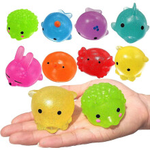 Animales blandos gigantes con purpurina Mochi, paquete de 8, para aliviar el estrés y como recuerdo para fiestas infantiles.