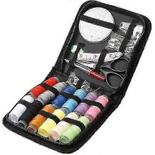 Kit de couture à la main 27 pièces : aiguilles, fil, ruban adhésif, ciseaux, étui de voyage portable, fournitures pour la maison.