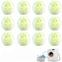 Lot de 12 boules anti-poils d'animaux réutilisables pour lave-linge et sèche-linge.