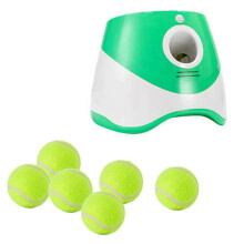 (Green, 6 Balls) Automaattinen pallonheitin koirille: Kolmen nopeustason säätö, kestävä ABS-muovi, vuorovaikutteinen lelu aktiiviseen leikkiin