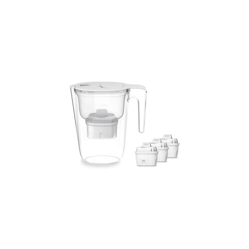 Water Filter Jug +3 Micro X-Clean Replacement Filter Cartridges, Fast flow, White, 2.6 litres, Electronic timer