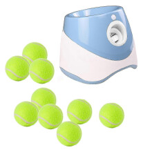 (Blue, 9 Balls) Automaattinen pallonheitin koirille: Kolmen nopeustason säätö, kestävä ABS-muovi, vuorovaikutteinen lelu aktiiviseen leikkiin