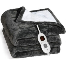 Grey 1PC Machine Washable Flannel Electric Heating Blanket