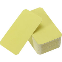 100 mini tarjetas didácticas en blanco de doble cara con vocabulario, saludos, nombres de lugares y perfectas para álbumes de recortes o regalos.