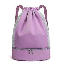 Wasserdichter, lila Damen-Sportrucksack mit Kordelzug, Schuhfach und Nassfach – stylisch