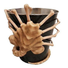 Cubo de palomitas de maíz de metal resistente con diseño de Facehugger en 3D, gran capacidad, portátil.