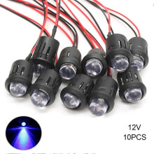 (Blue) Lampadine LED precablate da 10 mm, super luminose, 12 V, luce costante, cavo da 20 cm, 10 pezzi per illuminazione universale