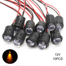 (Yellow) Lampadine LED precablate da 10 mm, super luminose, 12 V, luce costante, cavo da 20 cm, 10 pezzi per illuminazione universale