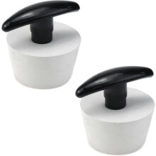 2Pcs White Rubber Sink Stopper with Wood Handle for Bathtub Kitchen Bathroom Laundry Sink