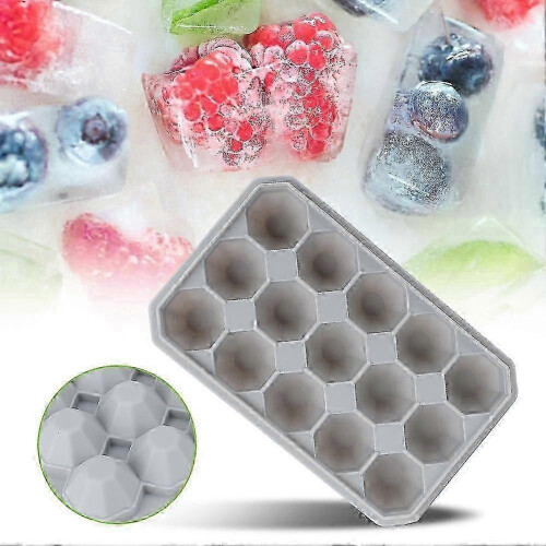 Gray DIY Silicone 15-Cavity Ice Tray Pudding Chocolate Mold with Lid 1