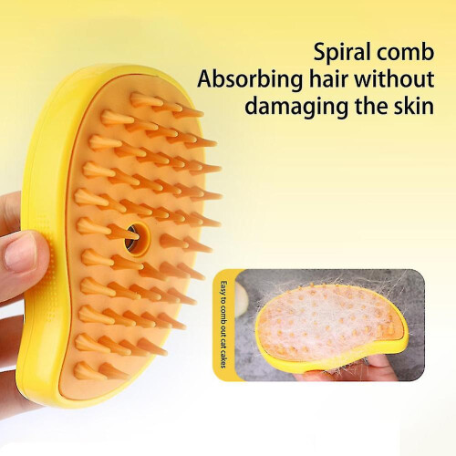 (yellow) Self-Cleaning Pet Comb with Three Functions for Less Pet Hair 2