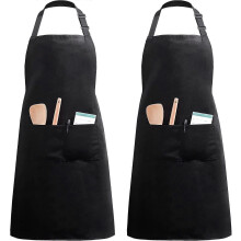 Set di 2 grembiuli da cucina regolabili con 2 tasche, ideali per cucina, ristorante e bar.