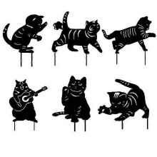 Lot de 6 statues de chats réalistes à planter dans le jardin, représentant des silhouettes de chats, pour décorer votre allée ou votre jardin.