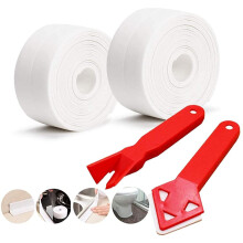 SNAILGARDEN 2 Roll Bathtub Sealing Strip & 2 Pcs Caulking Tool,Self Adhesive Caulk Strip,Waterproof Bathtub Seal Strip compatible with