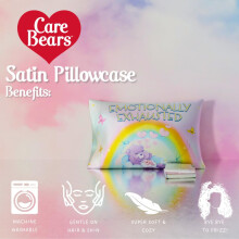 Care Bears Classic Retro Beauty Silky Satin Standard Reversible Pillowcase Cover 20x30 compatible with Hair and Skin Official Licensed Pro