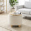Homcom HOMCOM Round Storage Ottoman with Reversible Lid, Beige 7