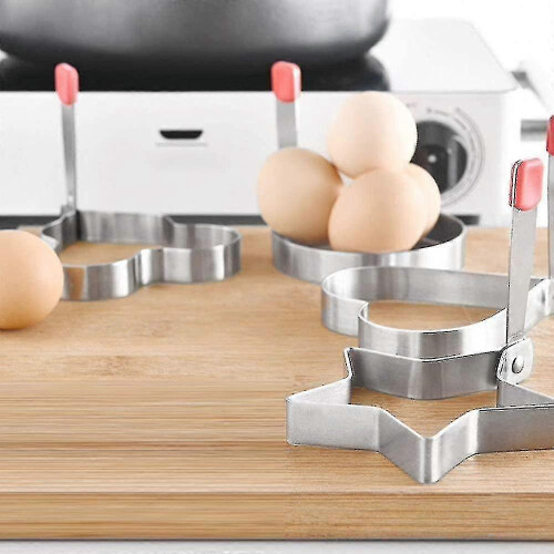 Nonstick Stainless Steel Egg Ring Molds 4 Pack Heart Shape Omelet Pancake Tool 1