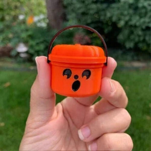 (Orange a) Mini-Kürbiseimer für Halloween-Süßes oder Saures, 3,7 cm, robustes PLA-Material, kleine Deko-Requisite 2
