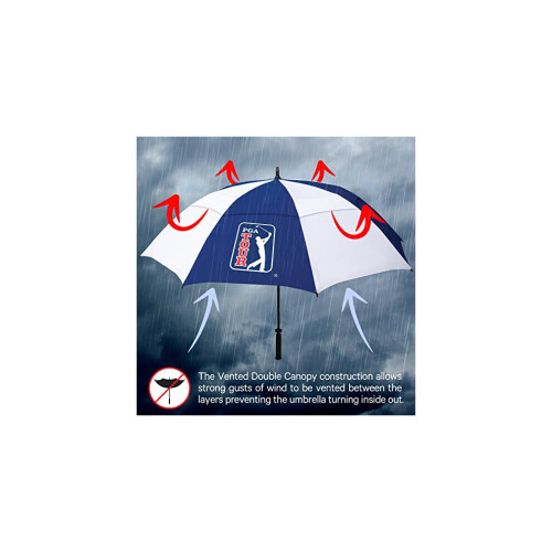 Windproof Golf Umbrella, Blue,White, 62-Inch 2