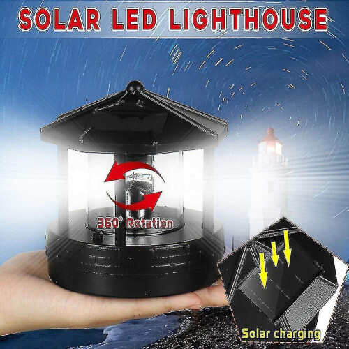 Large 360 Rotating Solar Powered Lighthouse LED Lamp Waterproof Statue Rotating Li 1