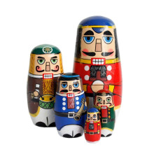 Wooden Nesting Doll Walnut Soldier Russian Nesting Dolls Sets compatible with Home Office Decoration Children Gifts (Nutcracker Soldier)