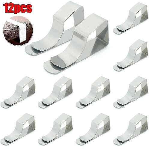 Adjustable Stainless Steel Tablecloth Clip Clamp 12Pcs Silver for Kitchen Dining Table